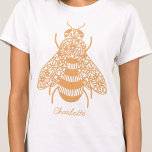 Honey Bee Personalised T-Shirt<br><div class="desc">A golden floral honey bee for those who love nature and pollinators.  Original art by Nic Squirrell. Change the name or text to personalise.</div>
