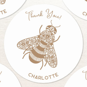 Honey Bee Personalised Thank You Classic Round Sticker