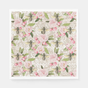 Honey Bee Pink Floral Napkin