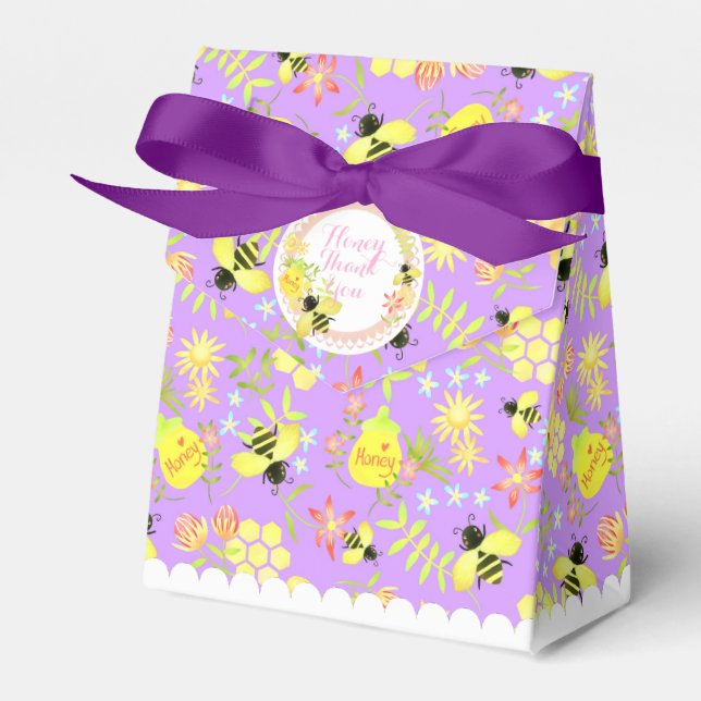 Honey Bee Purple Favour Box (Front Side)