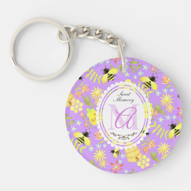 Honey Bee Purple Key Ring (Front)