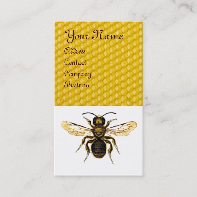 HONEY BEE RED BEEKEEPER RED WAX SEAL MONOGRAM BUSINESS CARD (Front)