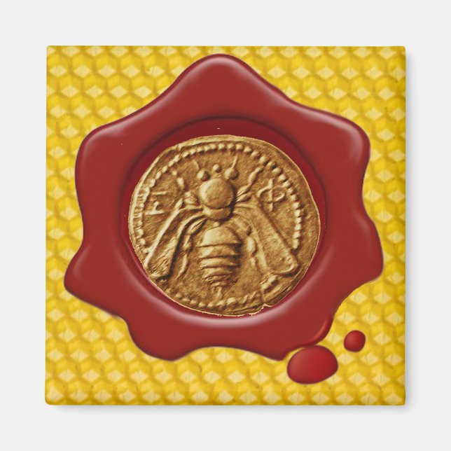 HONEY BEE RED WAX SEAL MAGNET (Front)