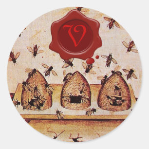 HONEY BEE, RED WAX SEAL MONOGRAM