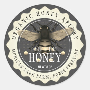Honey Bee Seller Apiarist Vintage Black Classic Round Sticker
