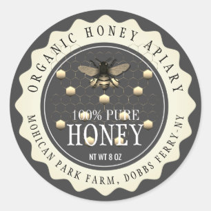 Honey Bee Seller Apiarist  Vintage Black  Classic  Round Sticker
