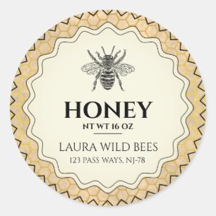 Honey Bee Seller Apiarist Vintage Gold Classic Round Sticker