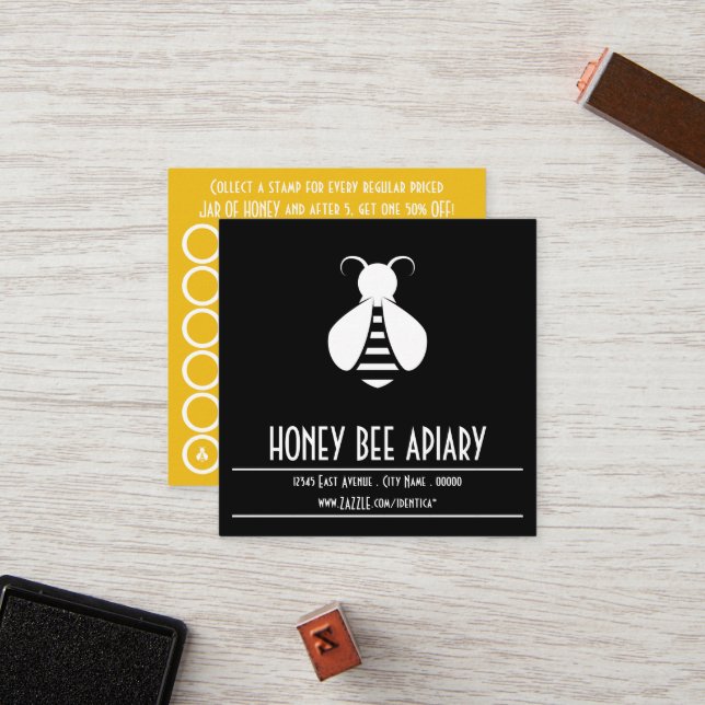 HONEY BEE square stamp card (Front/Back In Situ)