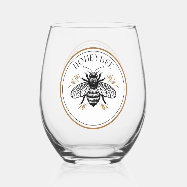 Honey Bee Stemless Wine Glass (Front)