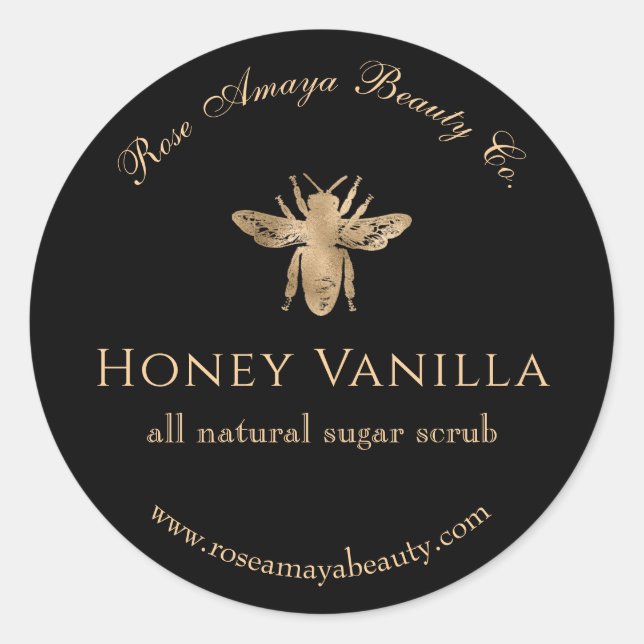 Honey Bee Sugar Scrub Cosmetic Spa Beauty Product Classic Round Sticker (Front)