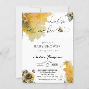 Honey Bee    Sunflower Bee Baby Shower  Invitation
