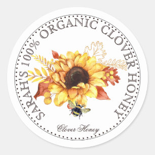 Honey Bee Sunflower Honey Jar Label