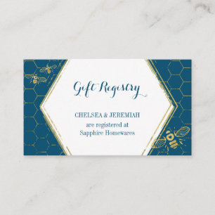 Honey Bee Teal Gold Gift Registry Card