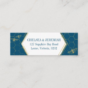 Honey Bee Teal Gold Pattern Custom Address Card