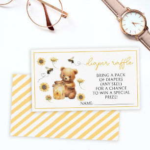 Honey bee teddy bear baby shower diaper raffle enclosure card