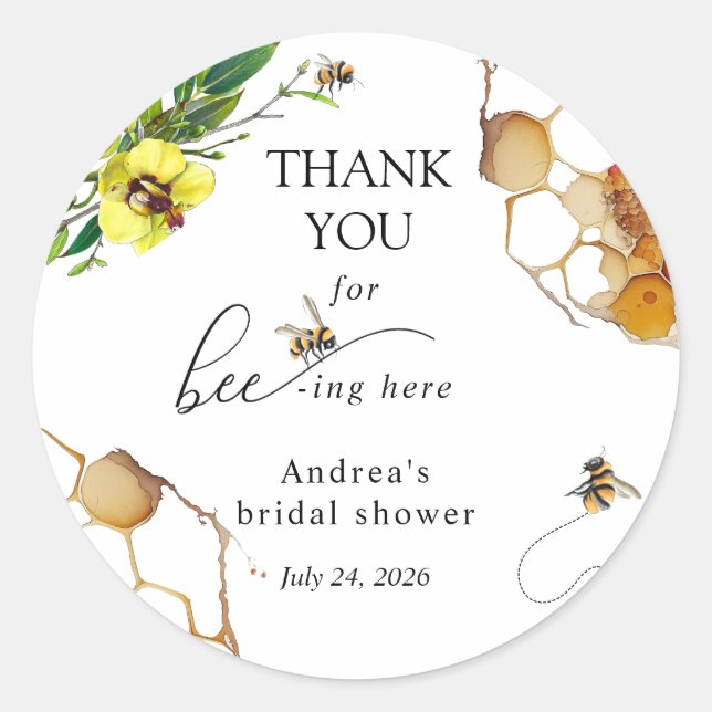 Honey Bee | Thank You Favour Classic Round Sticker (Front)