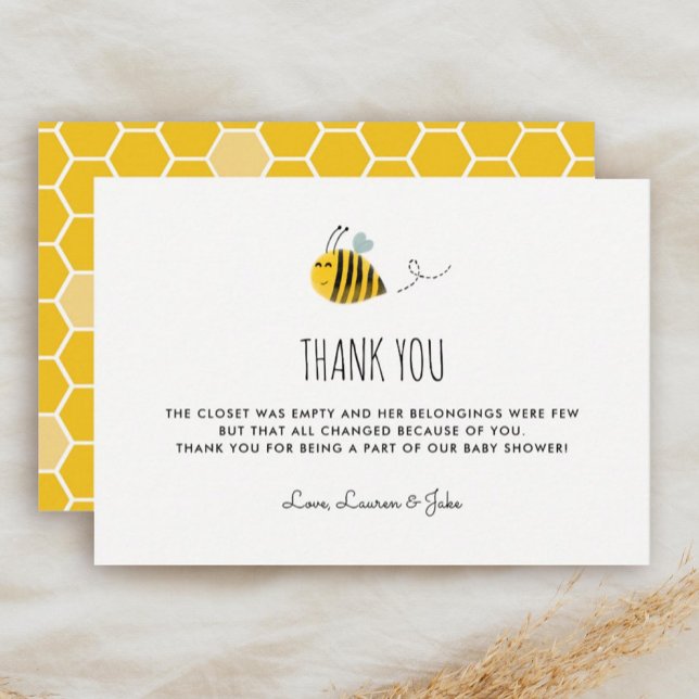 Honey Bee Theme Baby Shower Thank You Cards (Creator Uploaded)