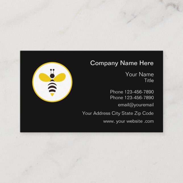 Honey Bee Theme Simple Business Card (Front)