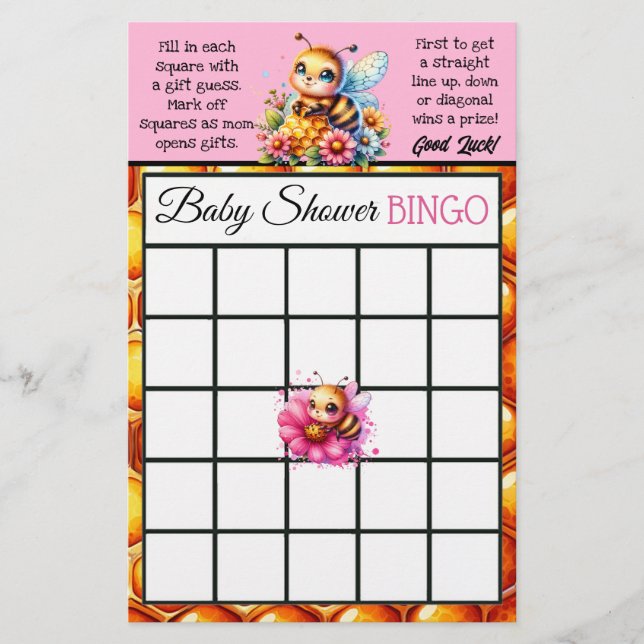 Honey bee Themed Bingo and Who Knows Mummy Best Flyer (Front)