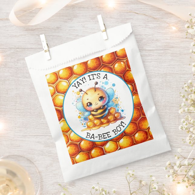 Honey bee themed Boy's Baby Shower  Favour Bags (Clipped)
