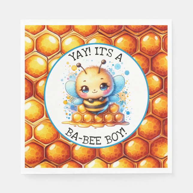 Honey bee themed Boy's Baby Shower  Napkin (Front)