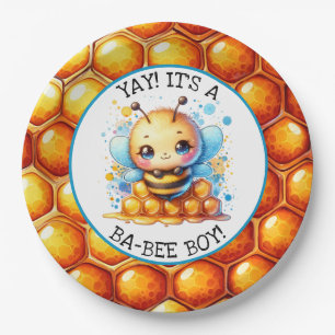 Honey bee themed Boy's Baby Shower Paper Plate