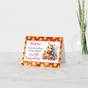 Honey bee themed Girl's Baby Shower Thank You Card