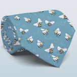Honey Bee Tie<br><div class="desc">A honey bee pattern on a teal green background for those who love nature and pollinators.  Original art by Nic Squirrell. Change the background colour in the design tool to customise.</div>