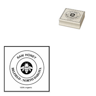 Honey Bee   Vintage Family Name & Return Address Rubber Stamp
