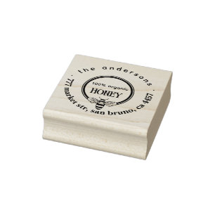 Honey Bee   Vintage Family Name & Return Address Rubber Stamp