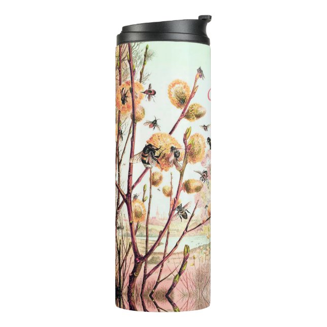 Honey bee vintage illustration thermal tumbler (Rotated Left)