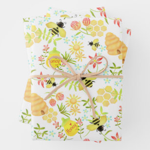 Honey Bee White Wrapping Paper Sheet