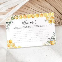 Honey bee Who am I bridal shower game Stationery