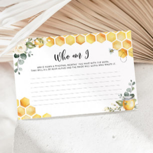 Honey bee Who am I bridal shower game Stationery