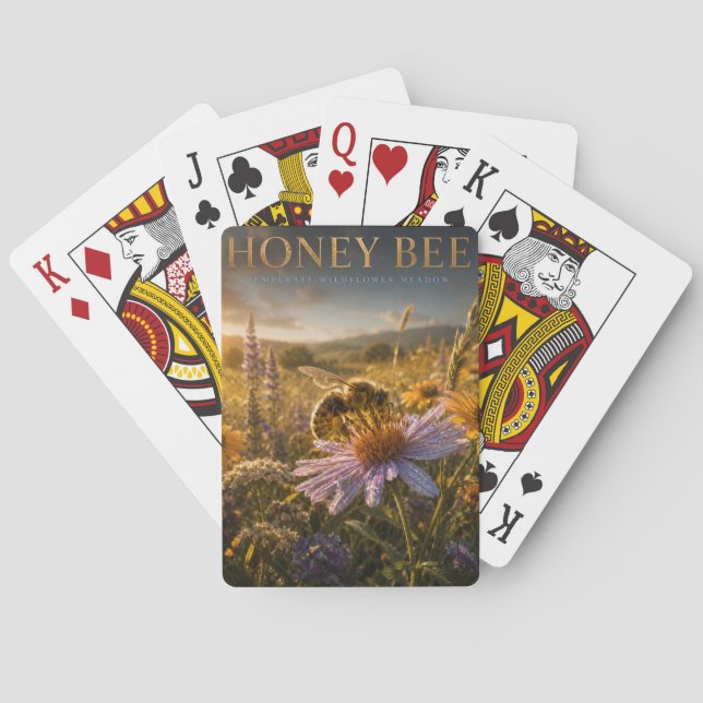 Honey Bee Wildflower Meadow ANIMALS Playing Cards (Back)