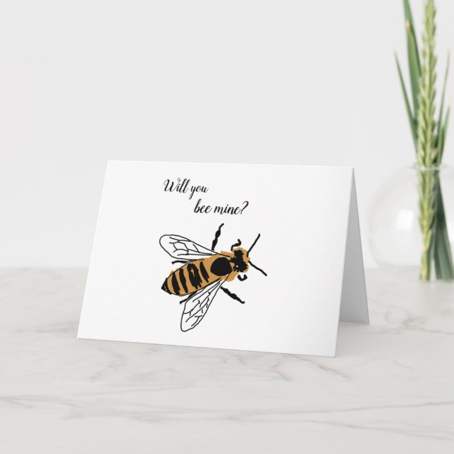 Honey Bee Will You Bee Mine Valentine Card (Front)