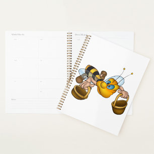 Honey Bee with Baskets Fun Busy Bee Illustration  Planner