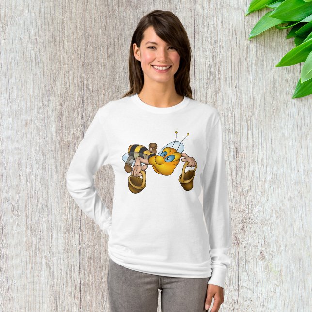 Honey Bee with Baskets Fun Busy Bee Illustration  T-Shirt (Creator Uploaded)