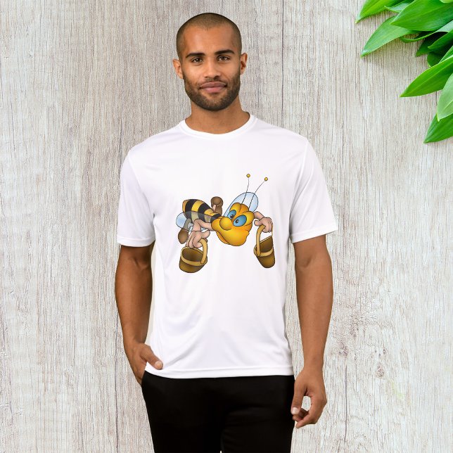 Honey Bee with Baskets Fun Busy Bee Illustration  T-Shirt (Creator Uploaded)