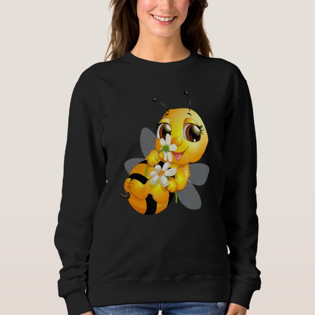 Honey Bee With Daisy Girls & Women's Sweatshirt (Front)