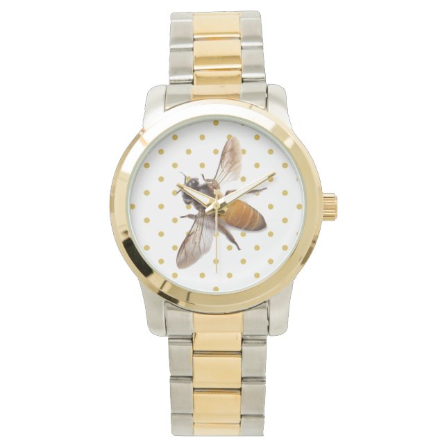 Honey Bee with gold polka dots Watch (Front)