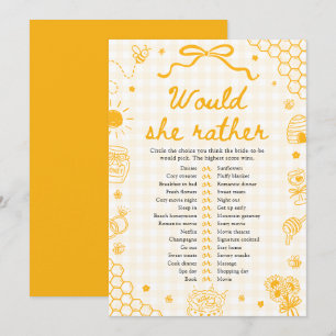 Honey Bee Would She Rather Bridal Shower Game Invitation