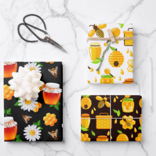 Honey Bee Wrapping Paper  Set of 3