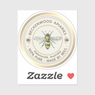 Honey Bee Yellow Beekeeper Apiary Gold Border