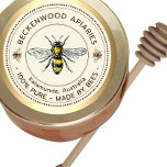 Honey Bee Yellow Beekeeper Apiary Gold Border Classic Round Sticker<br><div class="desc">Label your own honey, candles, beeswax and more with this vintage black and yellow honey bee honey sticker. Personalise with your apiary business name at the top and add in your location or address below. You can edit the descriptive text to match your product or keep it general to match...</div>