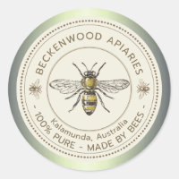 Honey Bee Yellow Beekeeper Apiary Green Border