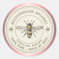 Honey Bee Yellow Beekeeper Apiary Pink Border