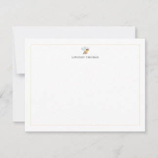 Honey Bee Yellow Border Personalised Stationery Card