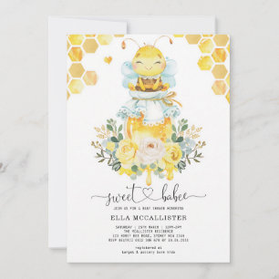 Honey Bee Yellow Floral Baby Shower Invitation
