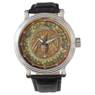 HONEY BEE / YELLOW GREEN FLORENTINE FLORAL CROWN WATCH